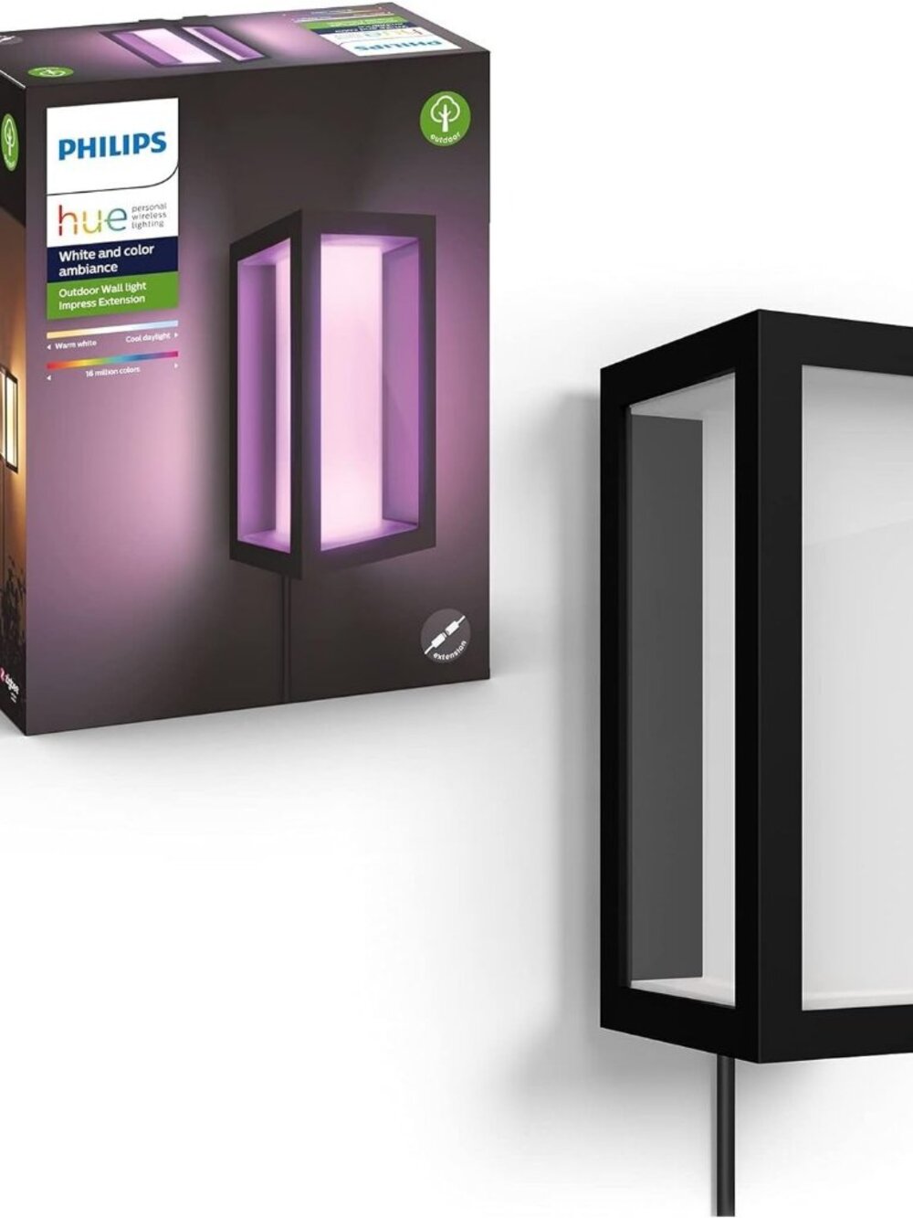 Impress Outdoor Smart Wall Light, Black - 16W, White and Color Ambiance LED Ligh